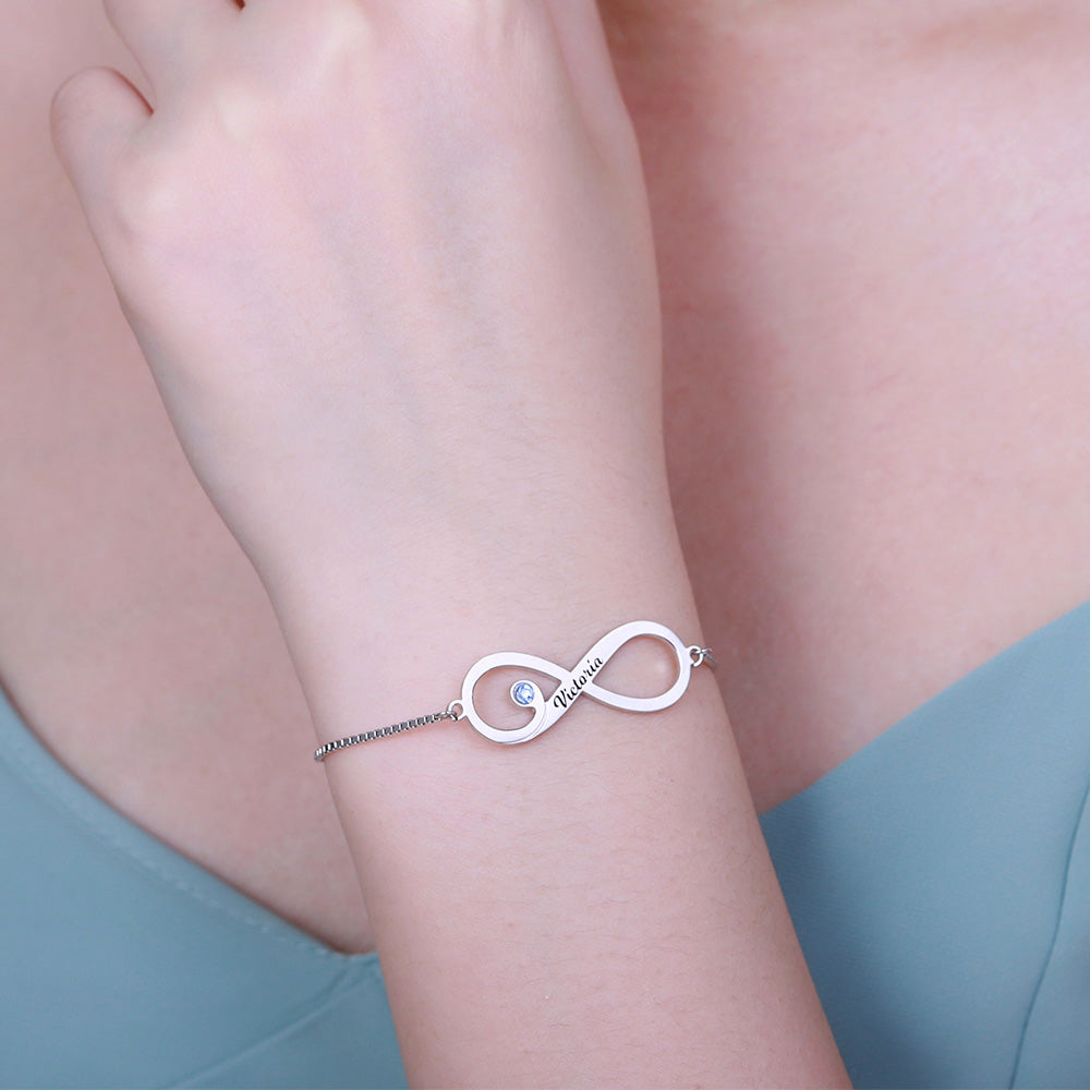 Personalized Infinity Bracelet with Birthstone