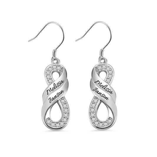 Personalized Infinity Two Names Earrings in Silver