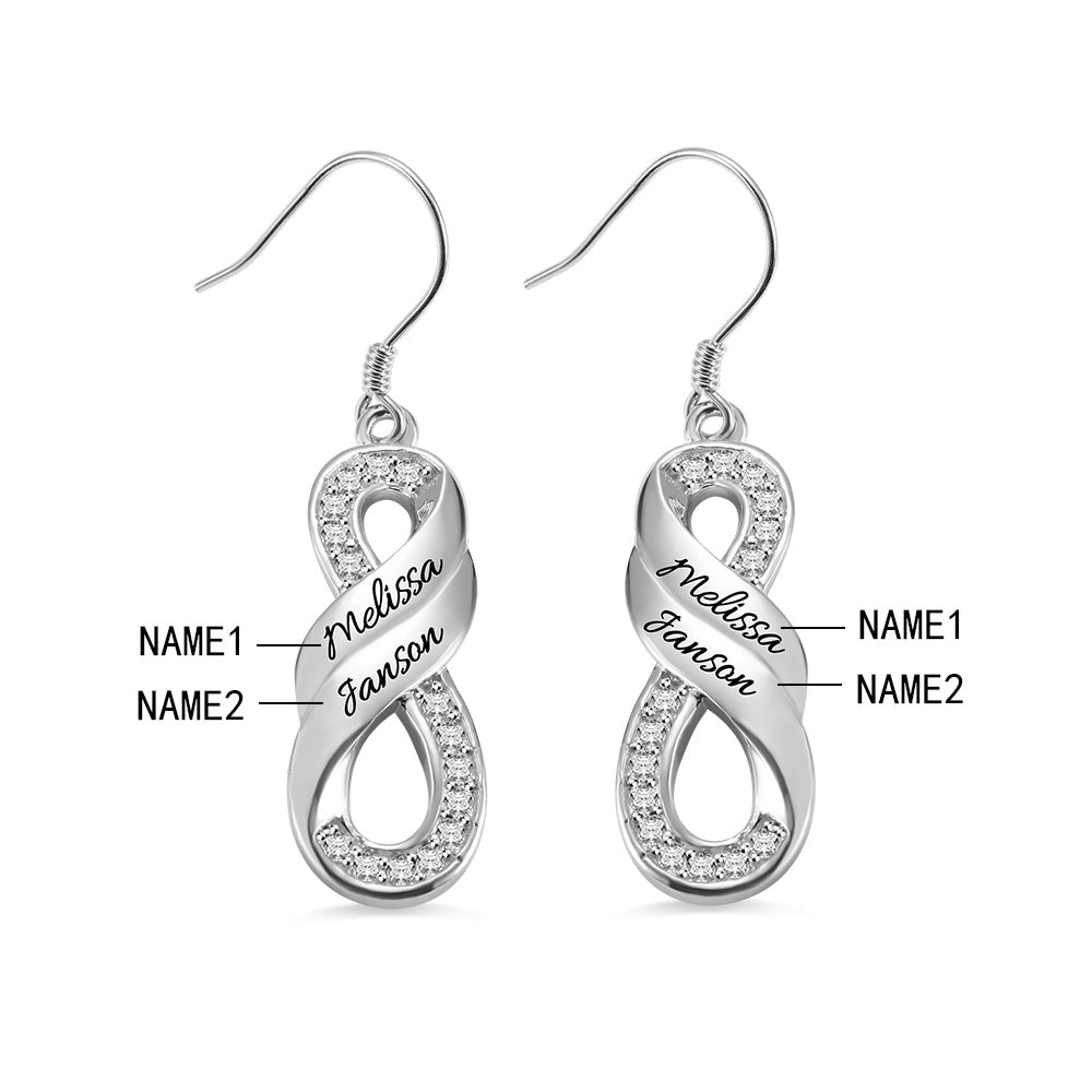 Personalized Infinity Two Names Earrings in Silver