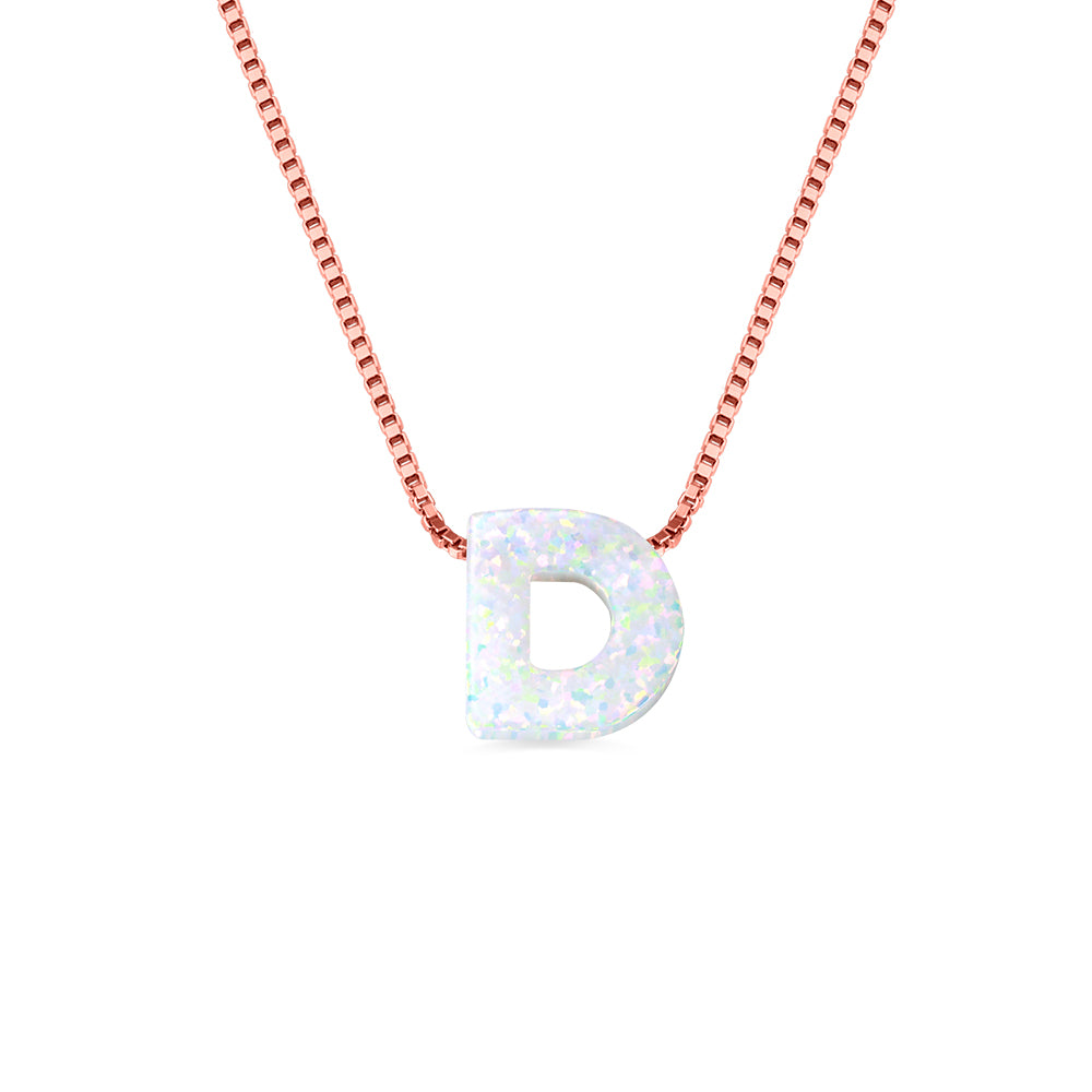 Personalized Natural Opal Letter Necklace