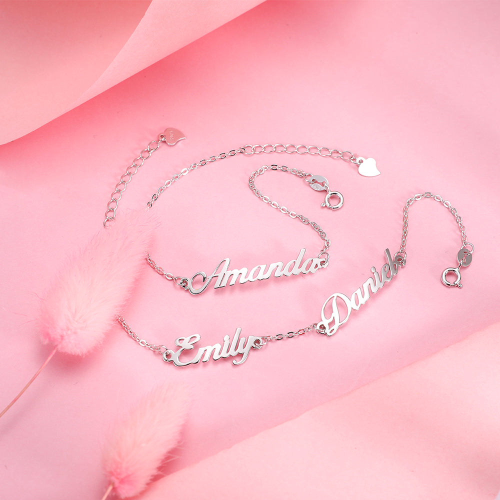 Personalized 1-4 Names Bracelet in Silver