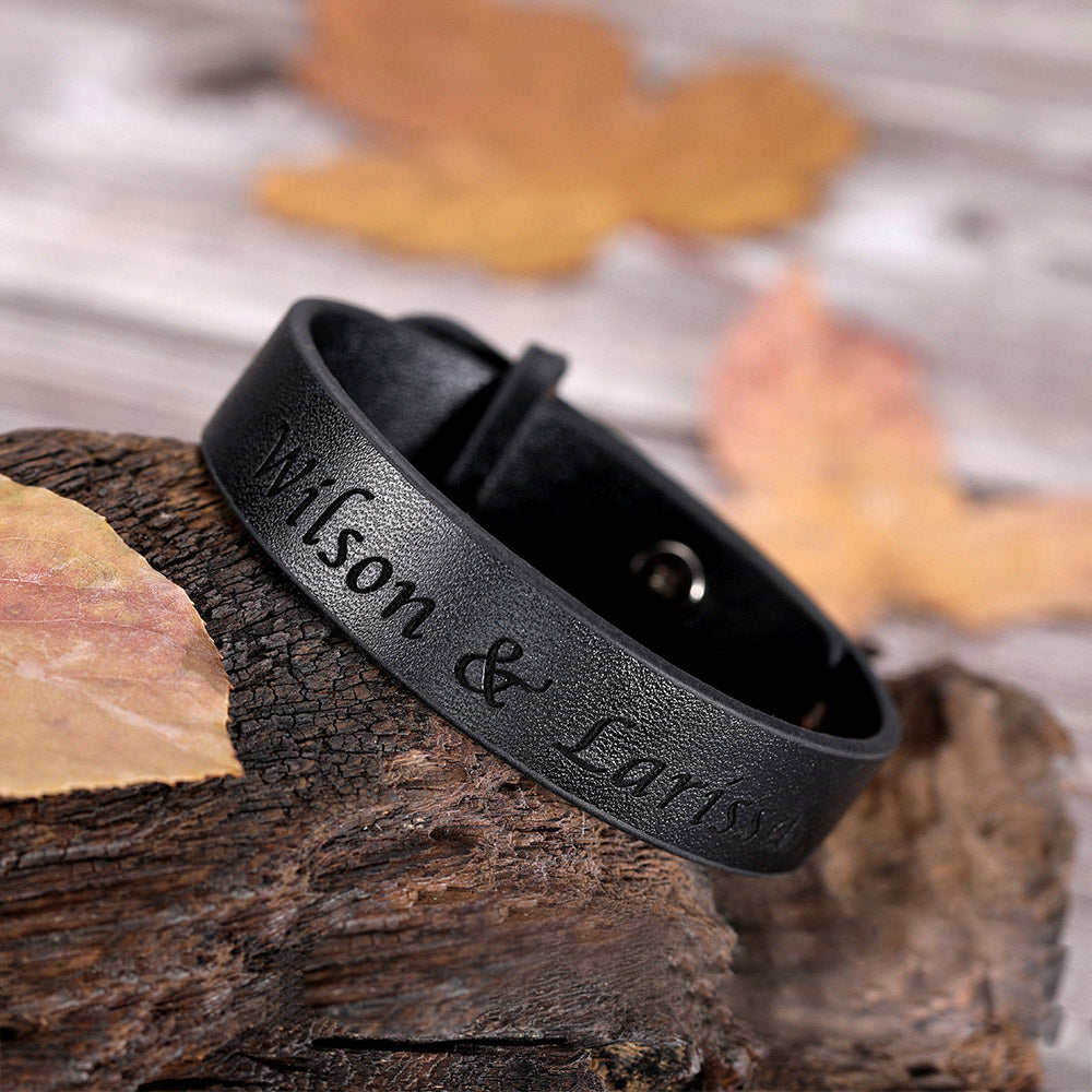 Personalized Men's Leather Bracelet