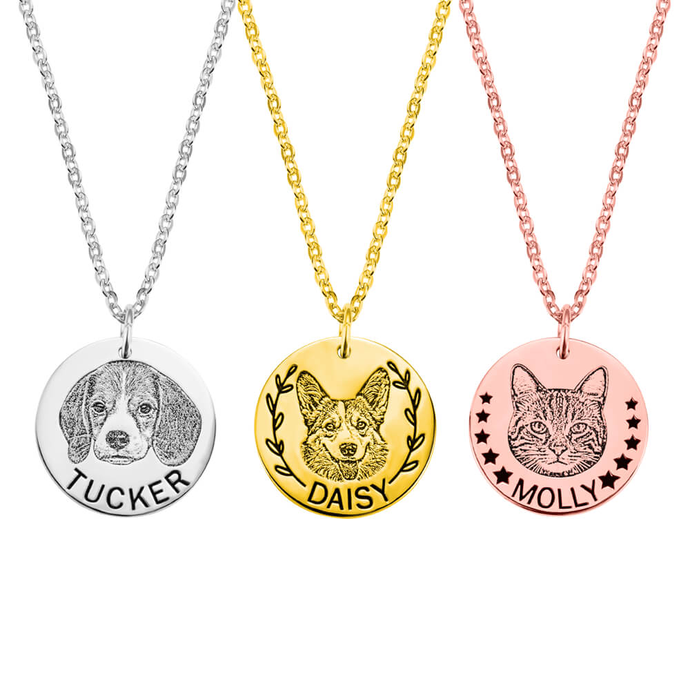 Personalized Pet Head Portrait Necklace Photo Necklace