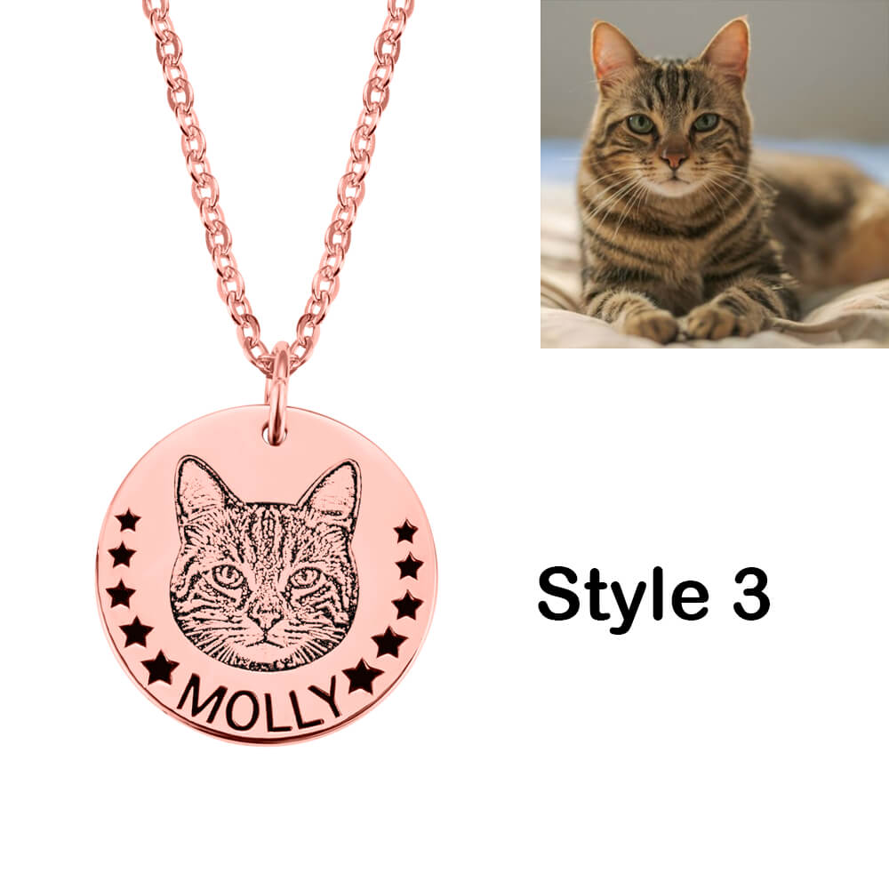 Personalized Pet Head Portrait Necklace Photo Necklace