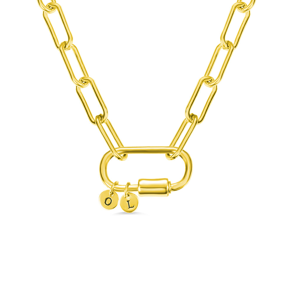 Customized Screw Clasp Paperclip Chain Necklace