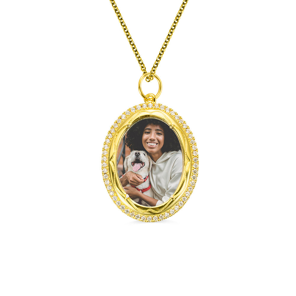 Custom Photo Necklace with Engraving/Brass Necklace