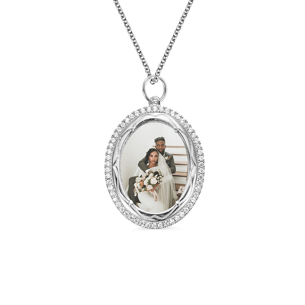 Custom Photo Necklace with Engraving/Sterling Silver 925 Necklace