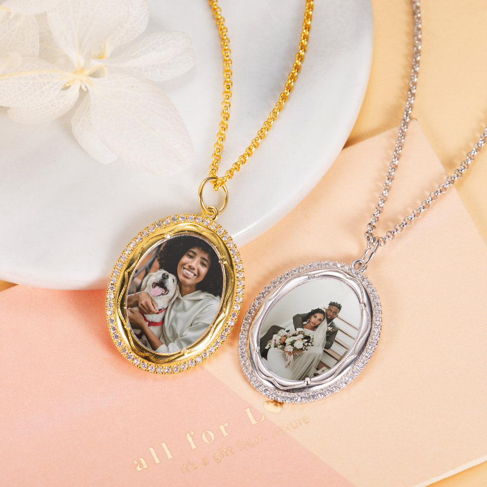 Custom Photo Necklace with Engraving/Sterling Silver 925 Necklace