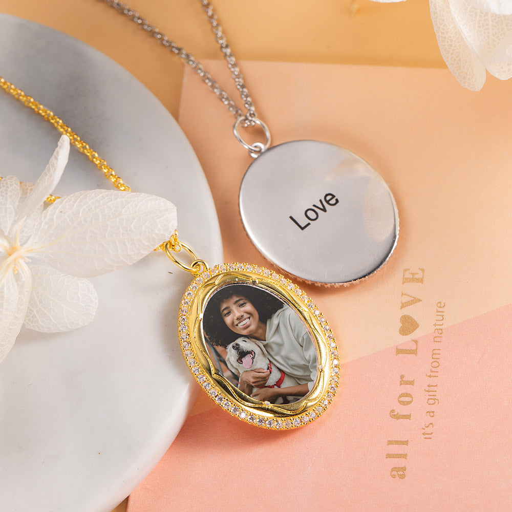 Custom Photo Necklace with Engraving/Sterling Silver 925 Necklace