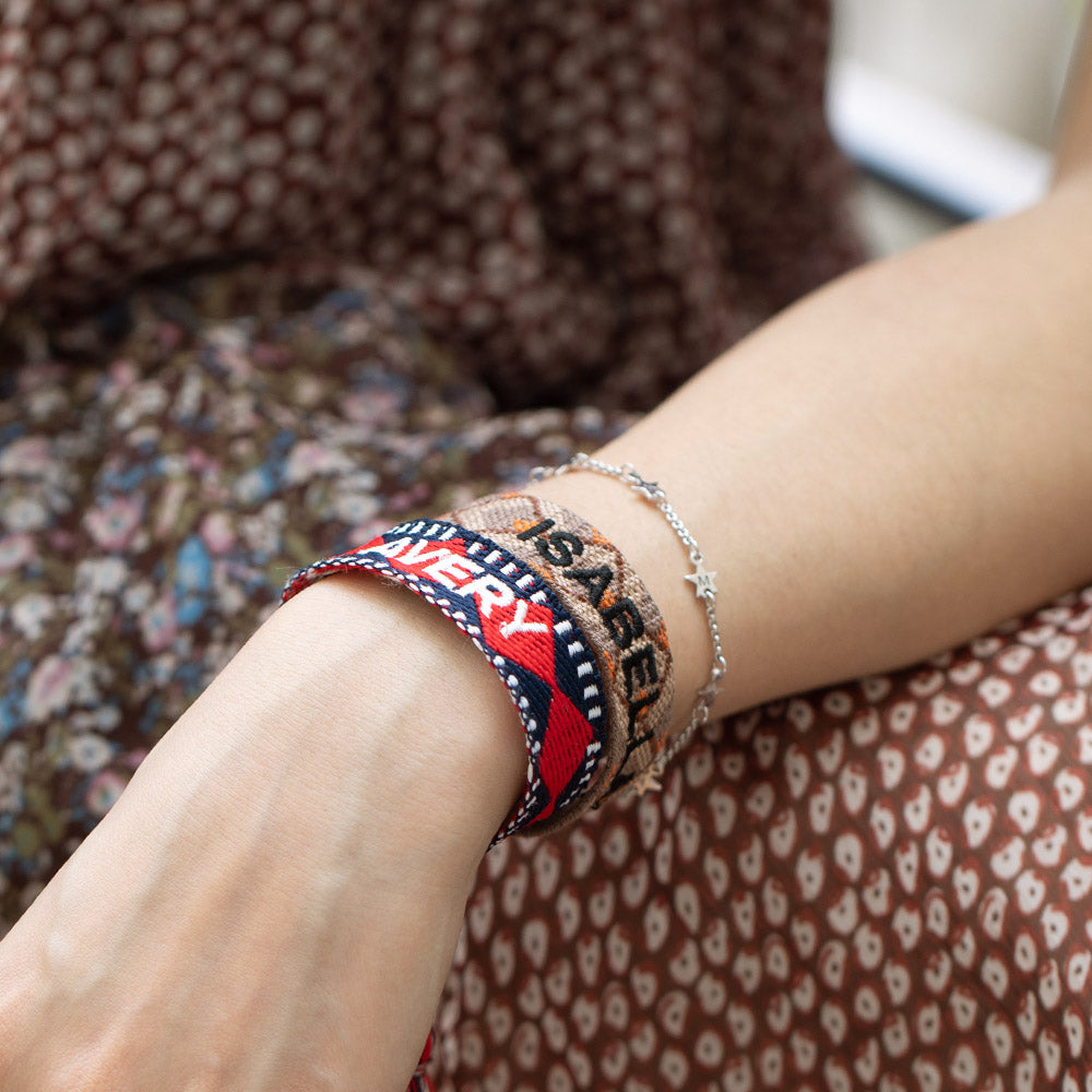 Personalized Embroidered Woven Friendship Bracelet