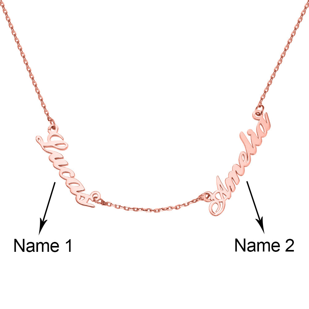 Personalized Double Name Necklace in Sterling Silver