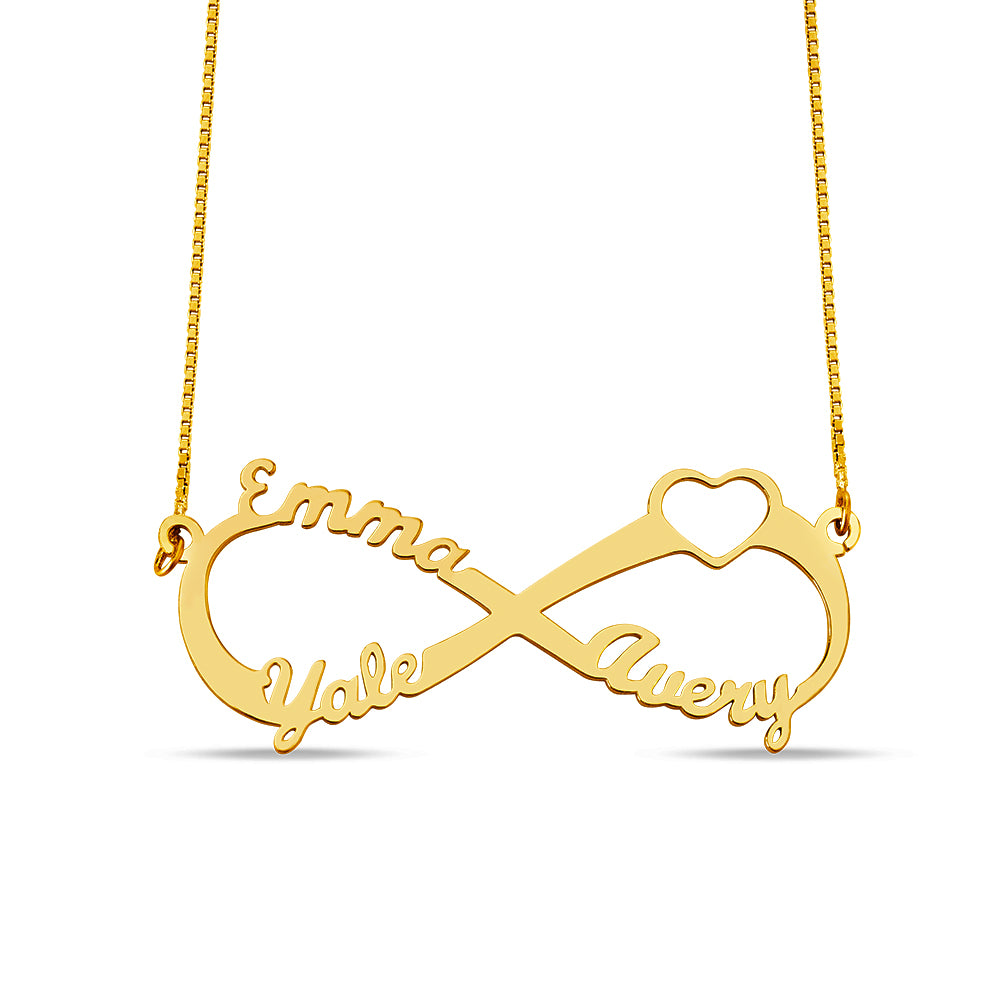 Adorable Heart Infinity 3 Names Necklace