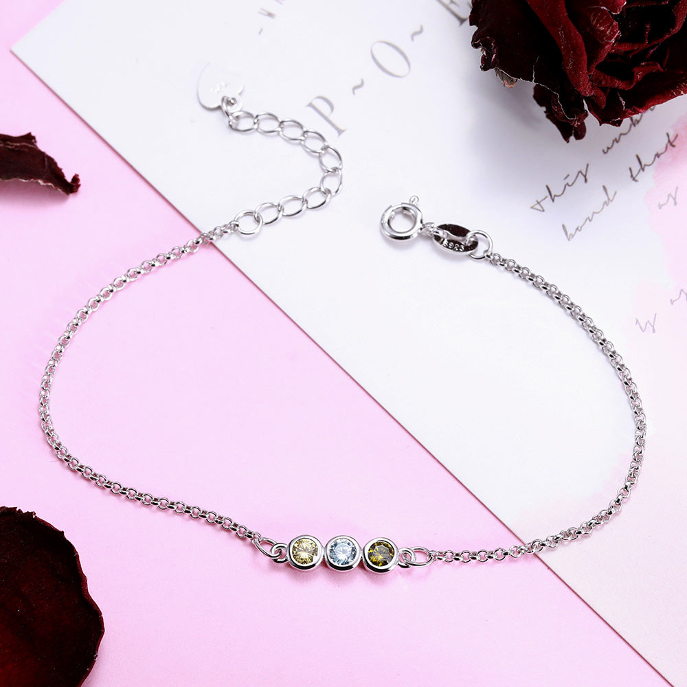 Personalized Birthstone Bracelet Sterling Silver