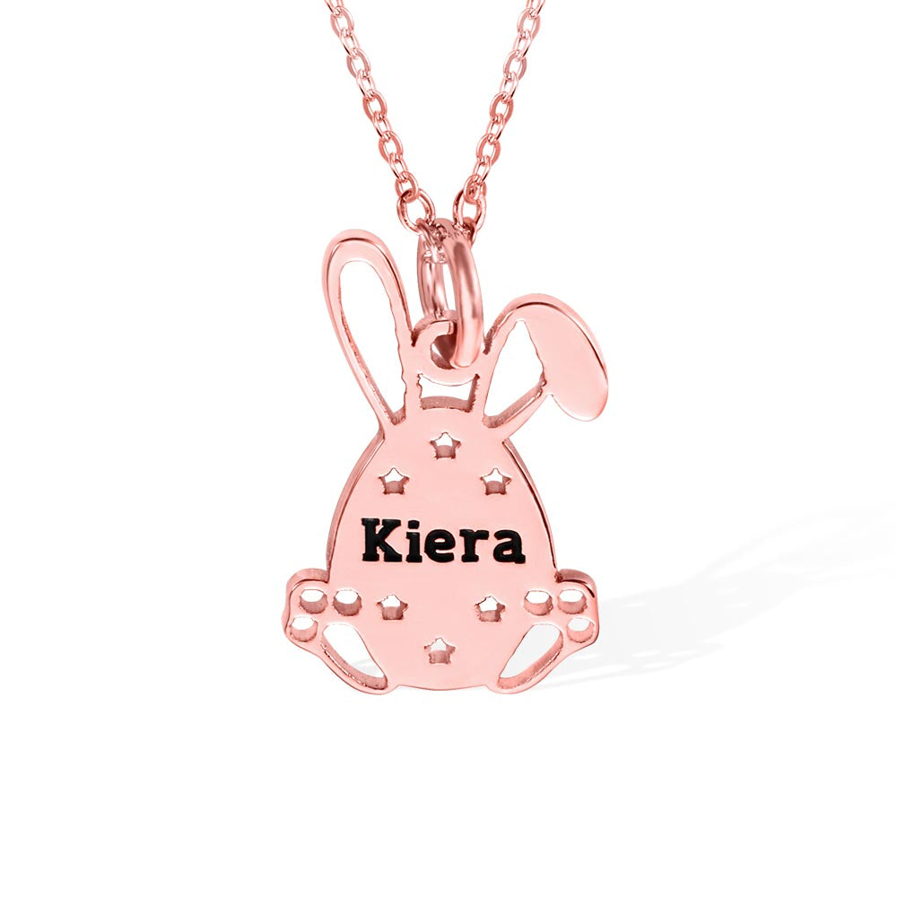 Personalized Easter Bunny Egg Name Necklace Sterling Silver