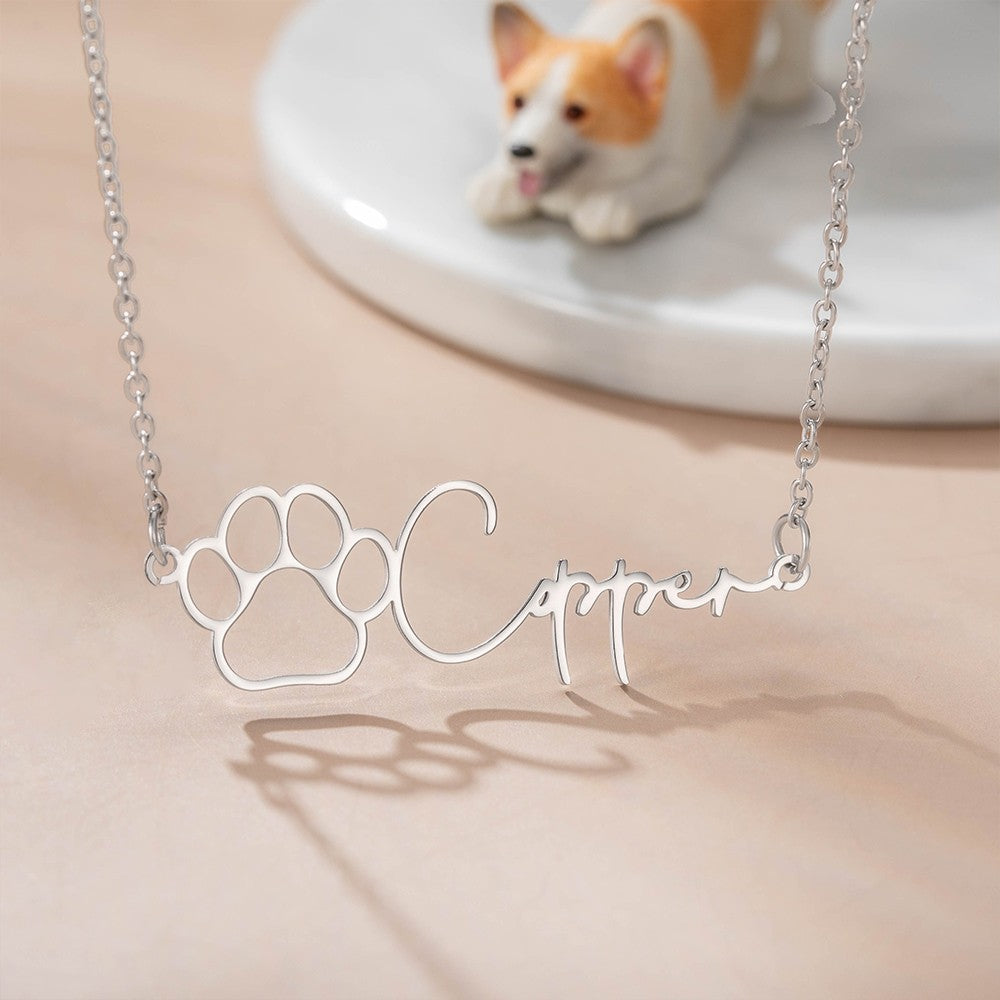 Custom Dog Paw Necklace with Name, Stainless Steel Dog Paw Necklace, Personalized Memorial Gift for Pet Loss, Gift for Pet Lovers/Dog Mom