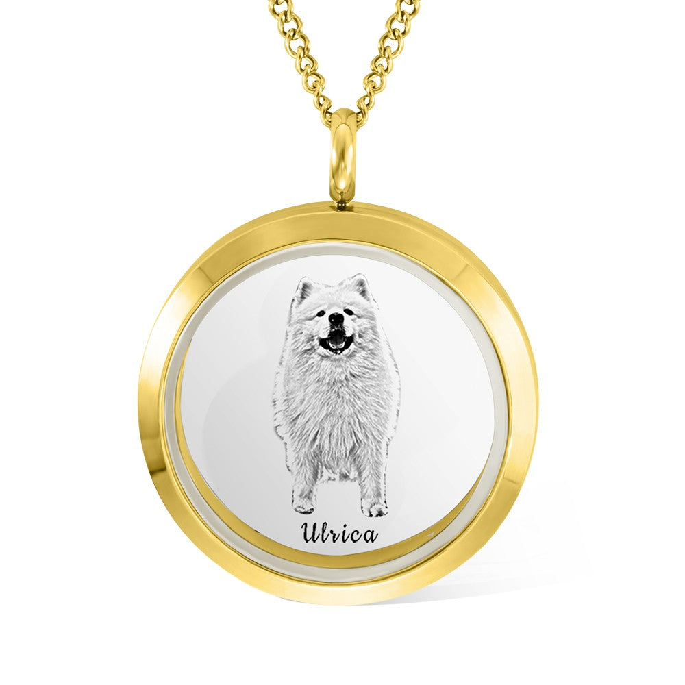 Custom Pet Fur Locket Urn Necklace with Photo & Name, Personalized Pet Keepsakes with Portrait, Pet Memorial Lockets for Ashes, Gift for Pet Lover