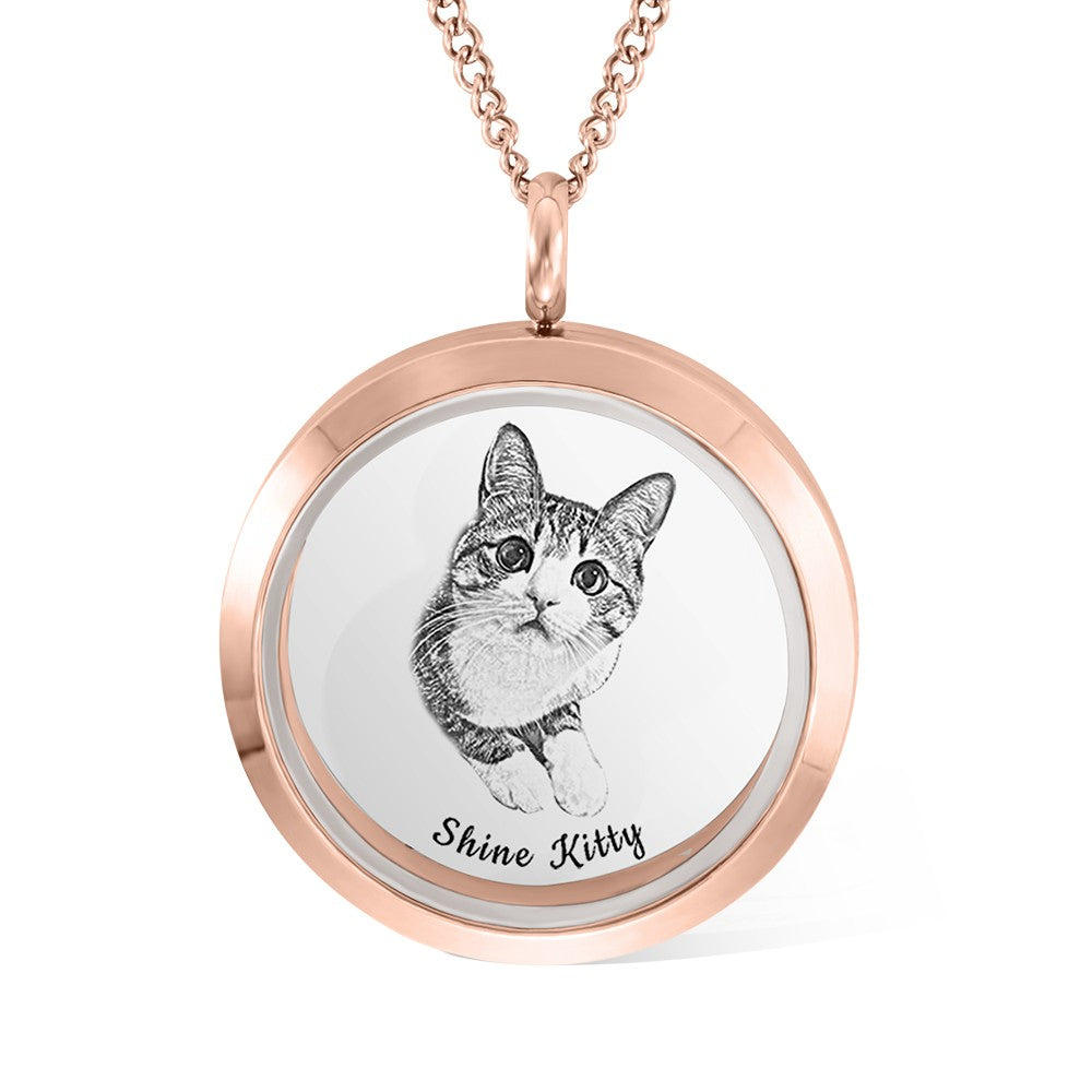 Custom Pet Fur Locket Urn Necklace with Photo & Name, Personalized Pet Keepsakes with Portrait, Pet Memorial Lockets for Ashes, Gift for Pet Lover