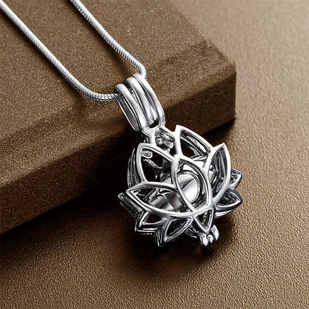 Custom Engraving/Personalized Lotus Locket Cremation Urn Necklace for Ashes for Women/Pet Loss/Baby Cremation Jewelry, Memory Gift