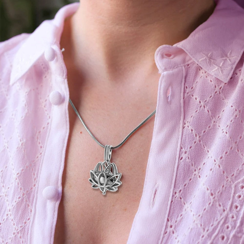 Custom Engraving/Personalized Lotus Locket Cremation Urn Necklace for Ashes for Women/Pet Loss/Baby Cremation Jewelry, Memory Gift