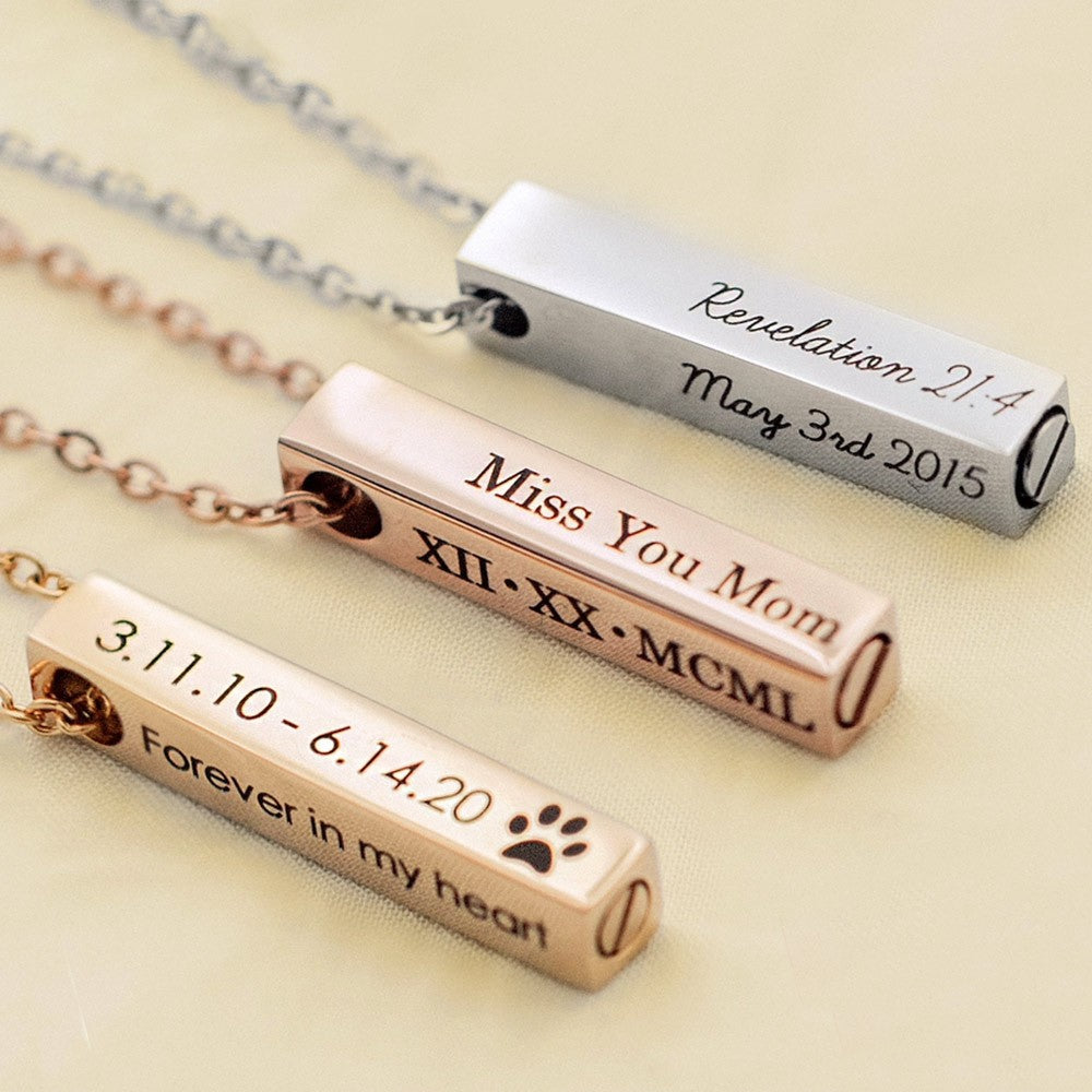 Personalized Engraved Bar Cremation Urn Necklace, Custom Bar Necklace, Cremation Jewelry Memory Gift, Memorial Engraving Jewelry for Ashes