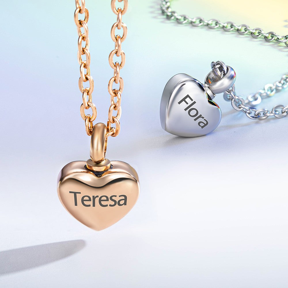 Personalized Urn Necklace, Dainty Heart Necklace Small Cremation Urn Necklace for Ashes, Cremation Jewelry Memorial Gift for Women/Baby/Pet Loss