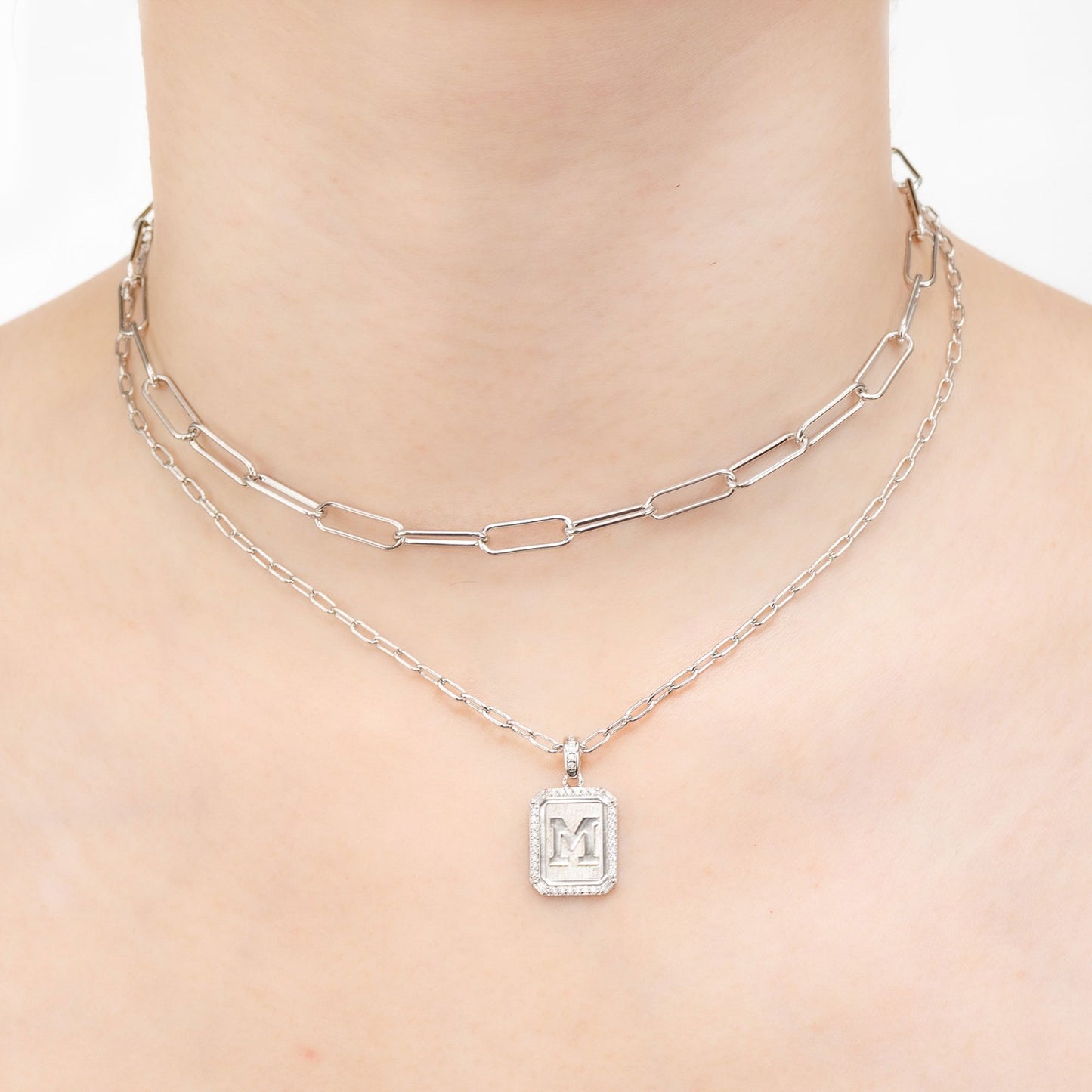 Custom Layered Necklace with Initial Plate, Sterling Silver 925 Necklace, Birthday/Anniversary/Mother's Day Gift for Girlfriend/Wife/Mom/Friends