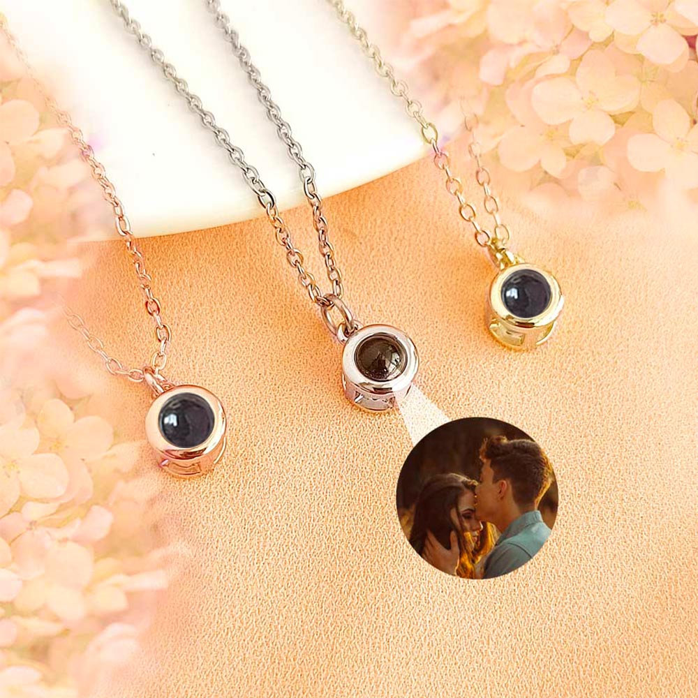 Silver 925 Personalized Bubble Photo Projection Necklaces, Dainty Projection Necklaces, Simple Photo Necklaces, Gifts for Her/Mom