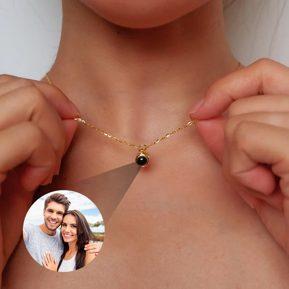 Brass Personalized Bubble Photo Projection Necklaces, Dainty Projection Necklaces, Simple Photo Necklaces, Gifts for Her/Mom