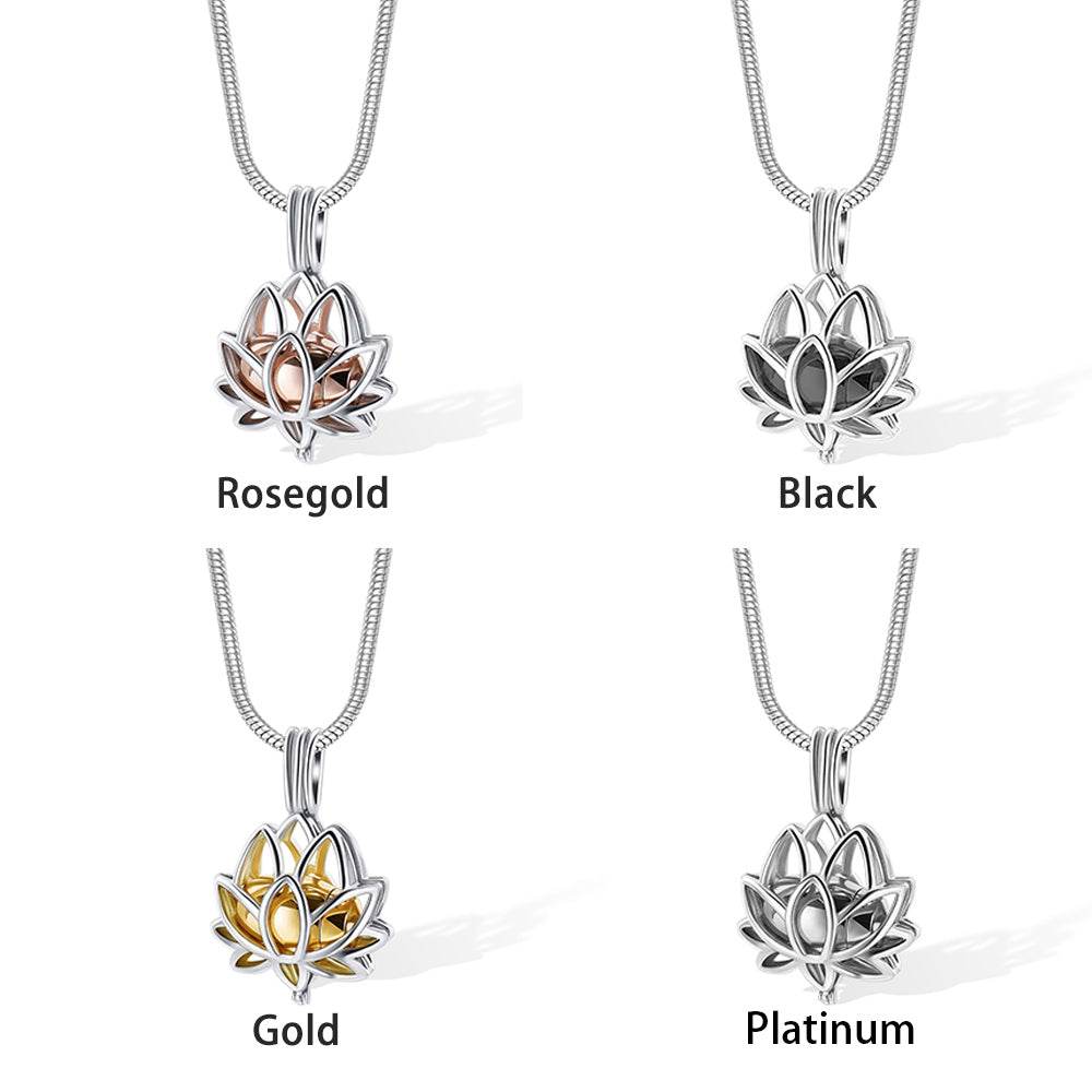 Custom Engraving/Personalized Lotus Locket Cremation Urn Necklace for Ashes for Women/Pet Loss/Baby Cremation Jewelry, Memory Gift