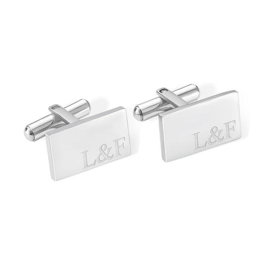 Stainless Steel Cufflinks/Personalized Engraved Cufflinks with Box, Groom Wedding Cufflinks, Rectangle Cufflinks,  Wedding/Anniversary Gifts for Men/Husband