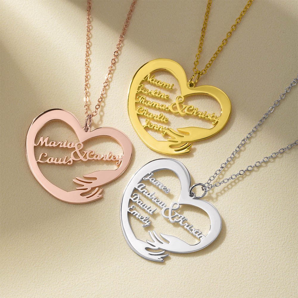 Personalized 1-6 Names Heart Silver 925 Necklace, Mother Heart Necklace, Custom Family Necklace, Mother's Day Gift, Gift for Mom/Grandma