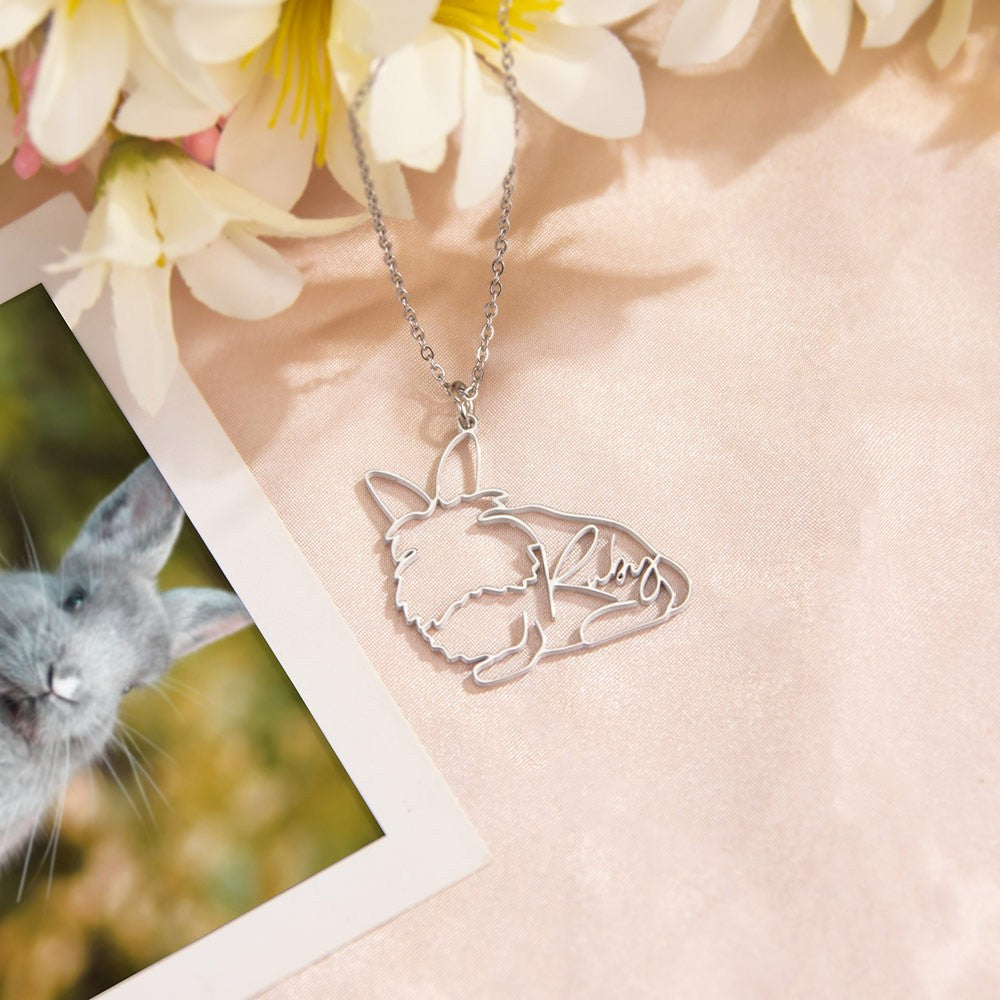 Custom Hedgehog/Lop Rabbit/Bearded Dragon/Rare Animal Line Necklace, Stainless Steel Necklace, Simple Necklace, Gift for Girls/Animal Lover