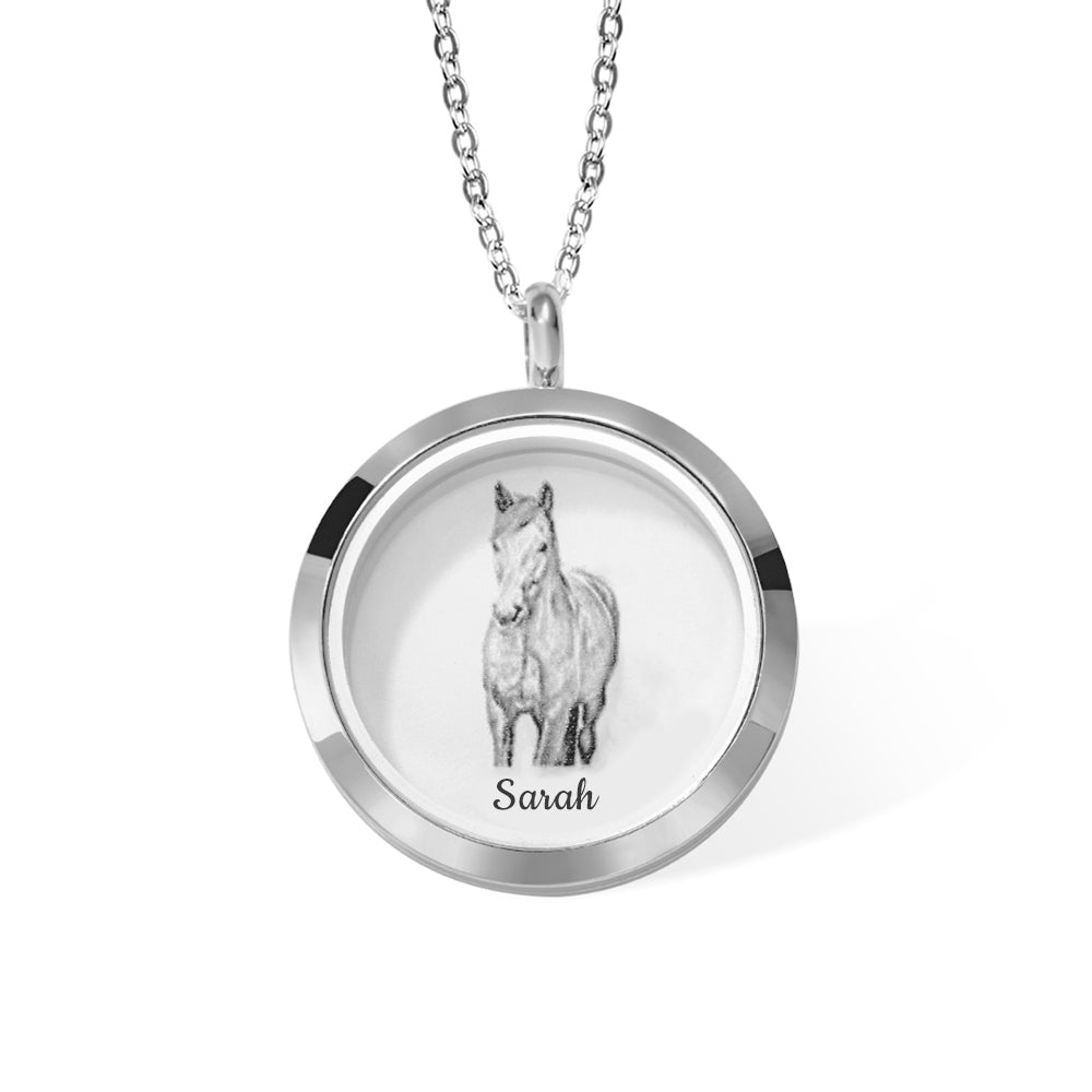 Custom Pet Fur Locket Urn Necklace with Photo & Name, Personalized Pet Keepsakes with Portrait, Pet Memorial Lockets for Ashes, Gift for Pet Lover