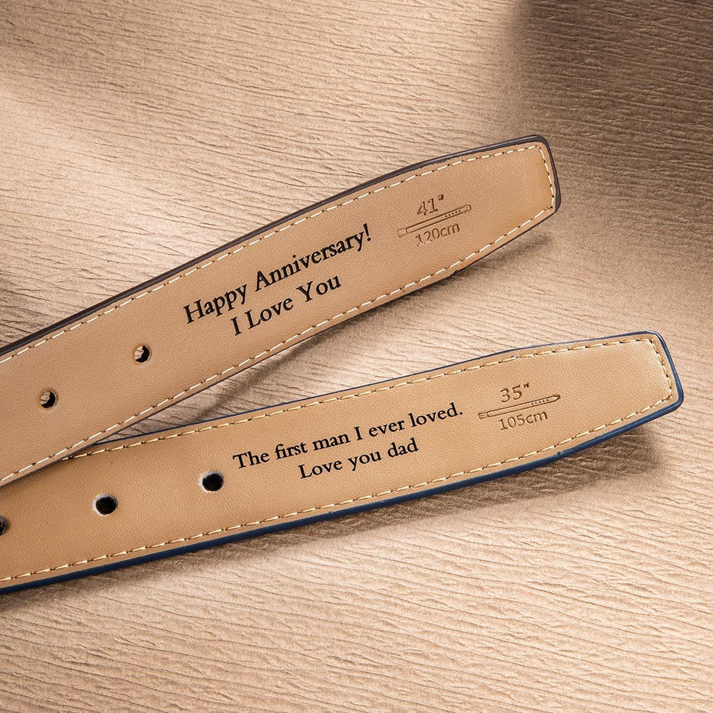 Custom Engraved Belts for Men, Personalized Leather Anniversary Gifts for Him, Groove Belt for Men, Gifts for Boyfriend/Grooms/Dad, Father's Day Gift