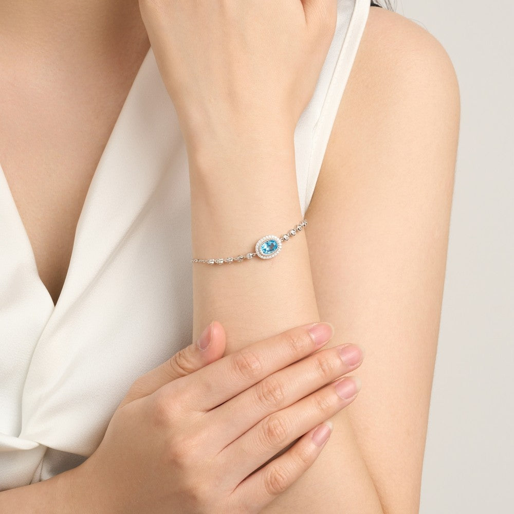 Brass Bracelet, Personalized Minimalism Bracelet with Birthstone, Blue Ocean Bangle, Family Jewelry, Christmas Gift, Gift for Mom/Women/Her Full Birthstone