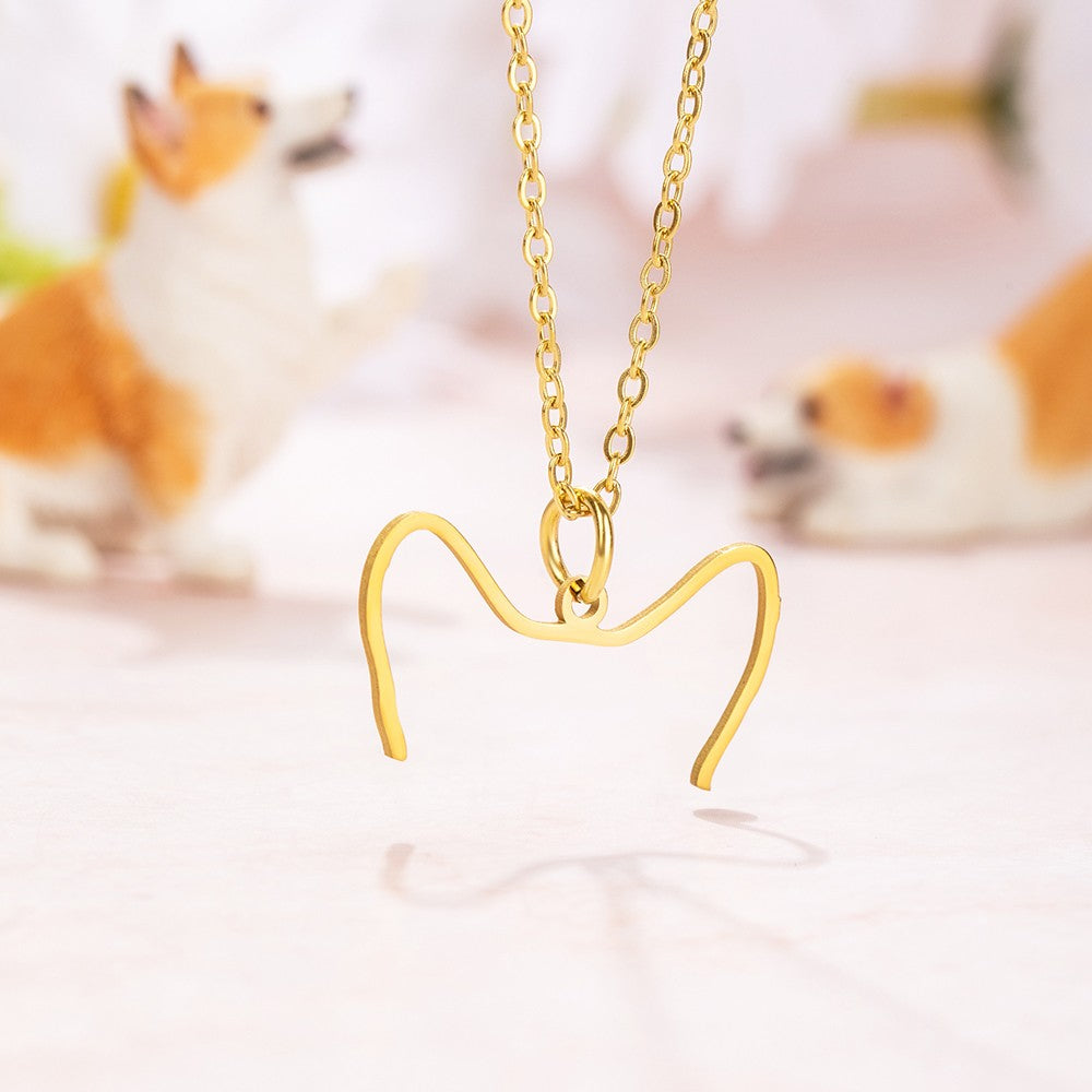 Custom Dog Ears Outline Necklace, Drawing Jewelry, Pet Silhouette Necklace, Memorial Pet Portrait Gift, Ring Holder Necklace, Gift for Dog/Cat Mom