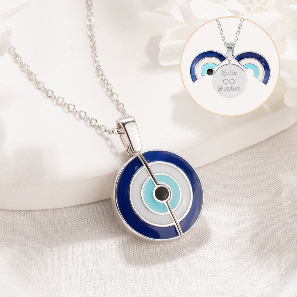 Personalized Evil Eye Necklace, Guardian Evil Eye Necklace, Hidden Name Secret Message Evil Eye Pendant, Talisman Evil Eye, Gift for Women