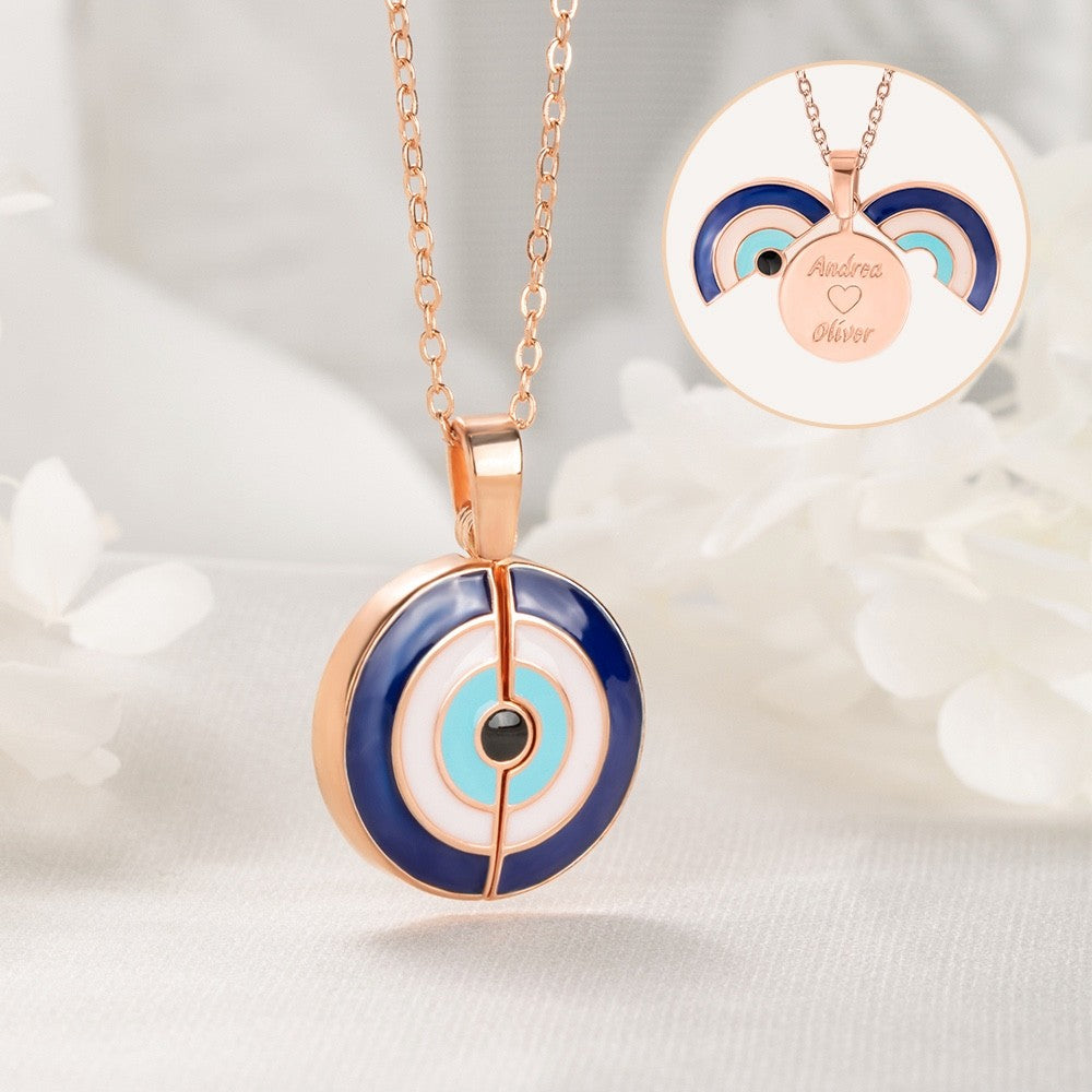 Personalized Evil Eye Necklace, Guardian Evil Eye Necklace, Hidden Name Secret Message Evil Eye Pendant, Talisman Evil Eye, Gift for Women