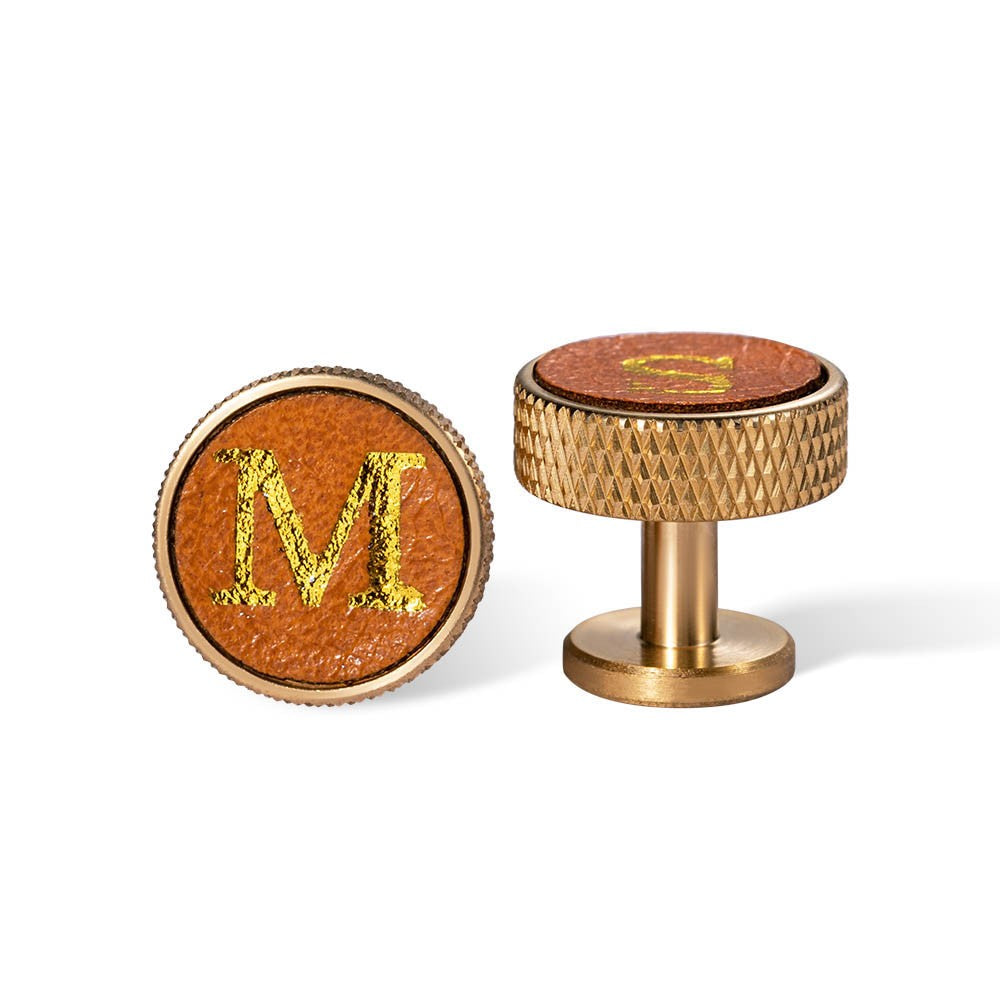 Personalized Initials Knurled Brass Leather Cufflinks, Men's Monogram Cufflinks, Father's Day/Wedding/Christmas Gift for Him/Father/Groomsman/Friend