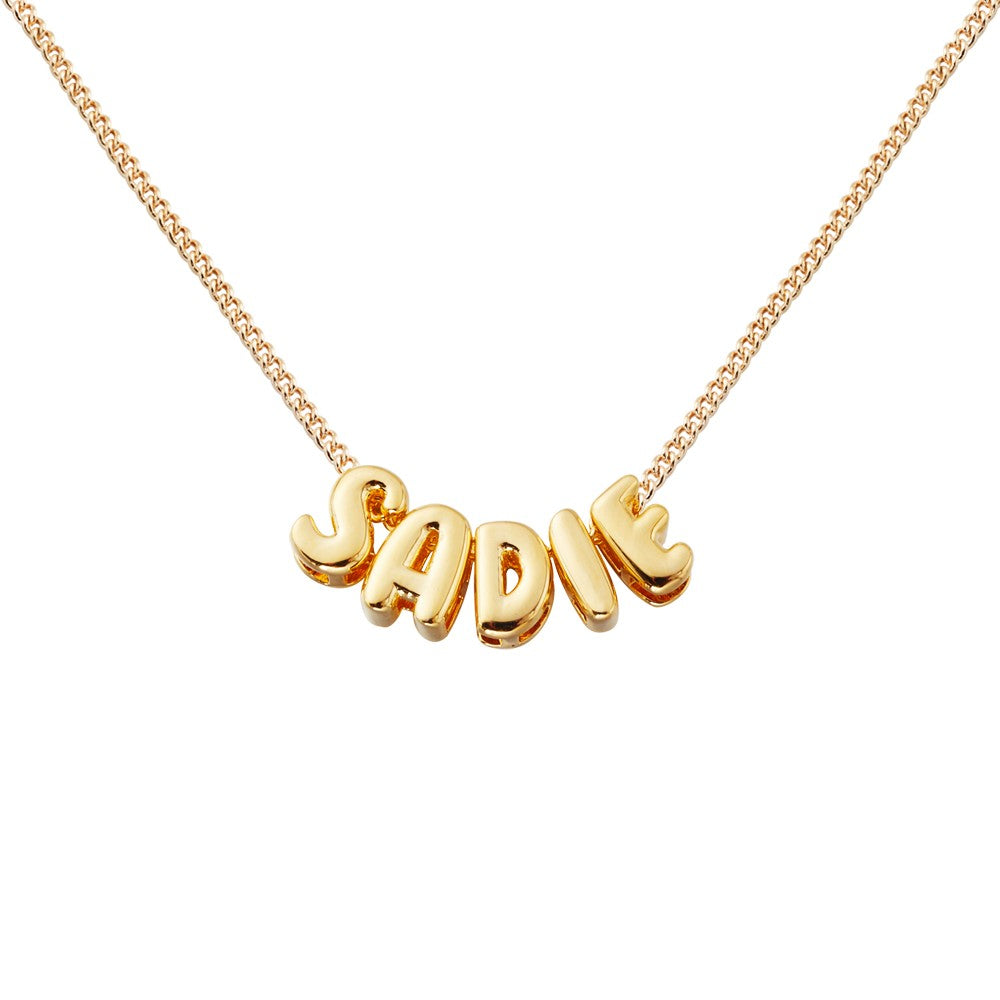 Sterling Silver 925 Necklace, Personalized Bubble 3D Letter Name Necklace, Chunky Balloon Initial Necklace for Woman/Girl, Silver/Rose Gold/Gold Letter Pendant Necklace