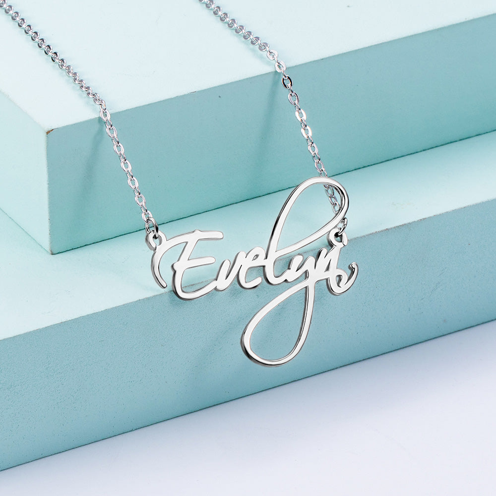 Personalized Calligraphy Name Necklace Stainless Steel