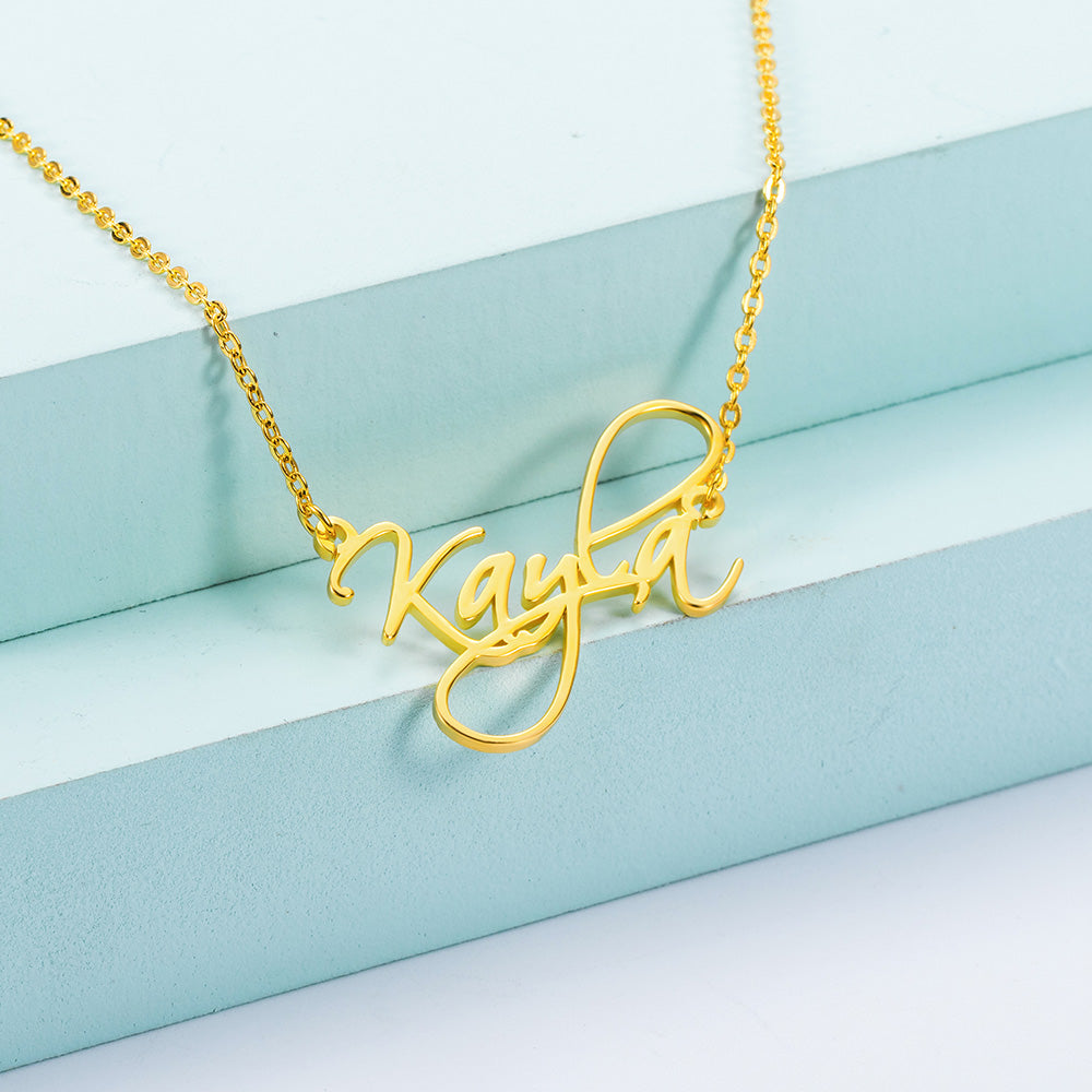 Personalized Calligraphy Name Necklace Stainless Steel