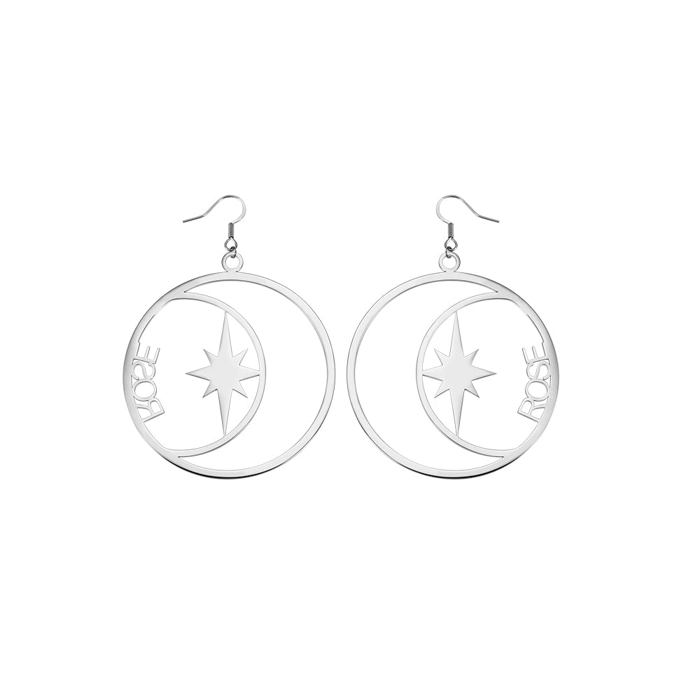 Personalized Name North Star Earrings