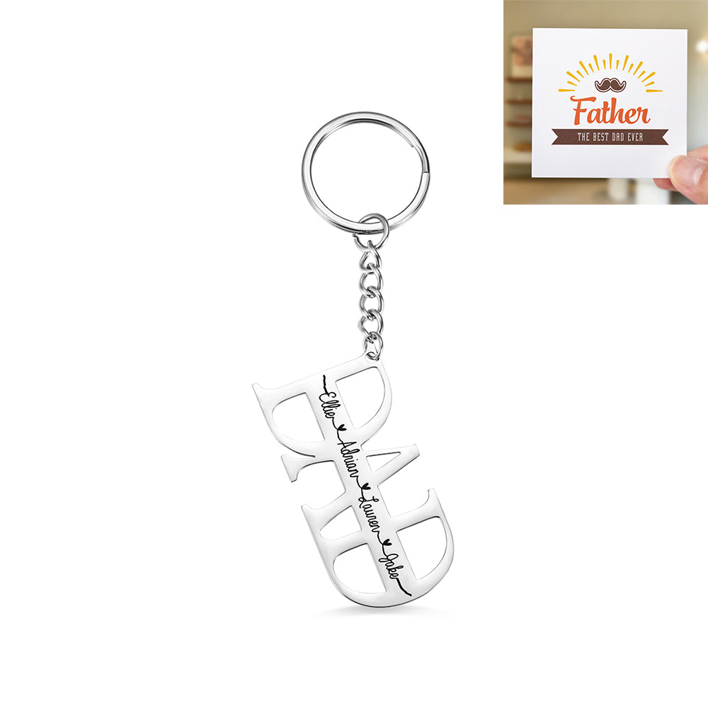 Custom Family Keychain Daddy Keychain Gift for Family Gift Cards Set