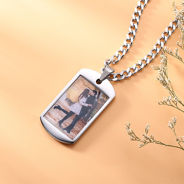 Custom Stainless Steel Photo Dog Tag Necklace & Keychain