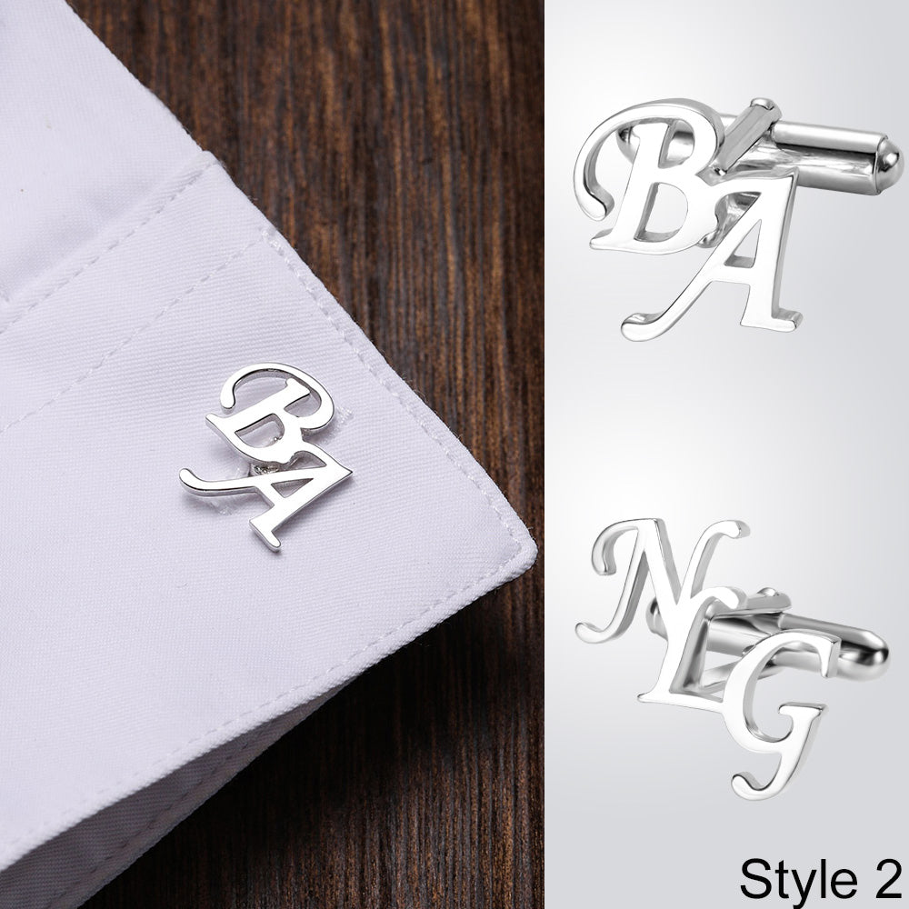 Personalized Letter Name Cufflinks Stainless Steel