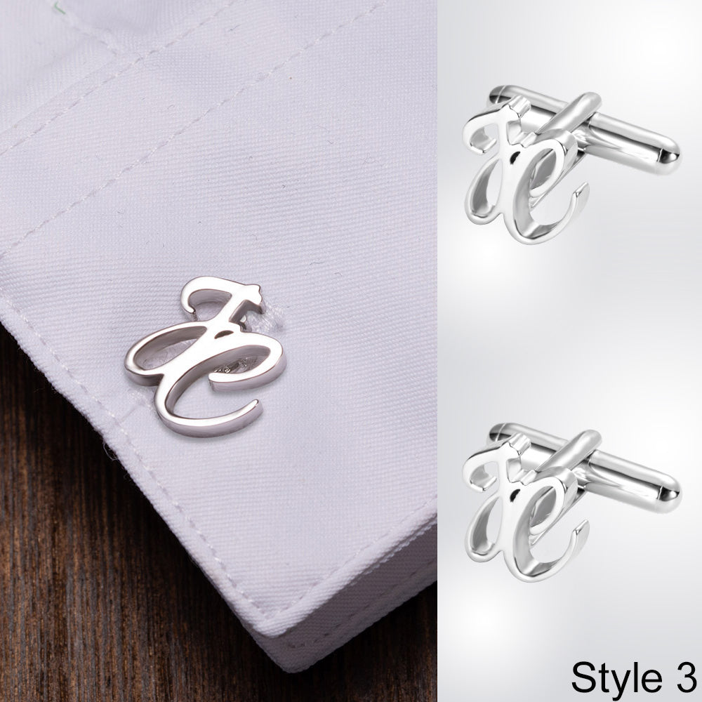 Personalized Stainless Steel Letter Name Cufflinks Gift Cards Set