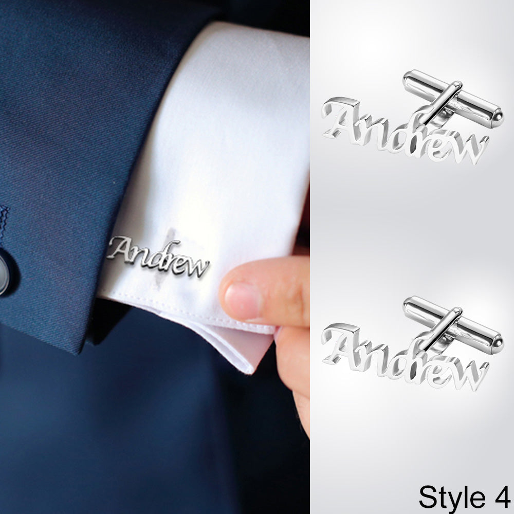 Personalized Stainless Steel Letter Name Cufflinks Gift Cards Set