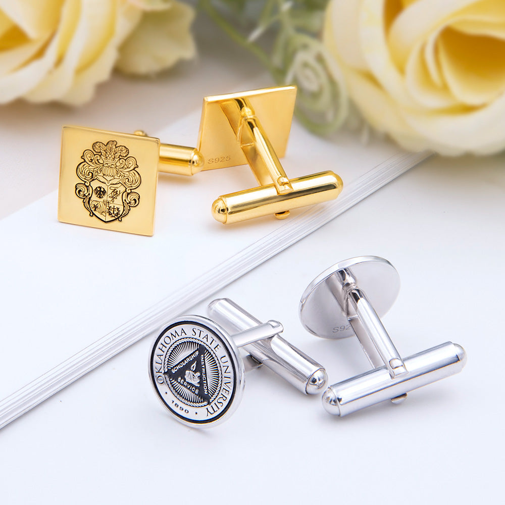 Personalized Family Crest Cufflinks Photo Cufflinks Gift Cards Set