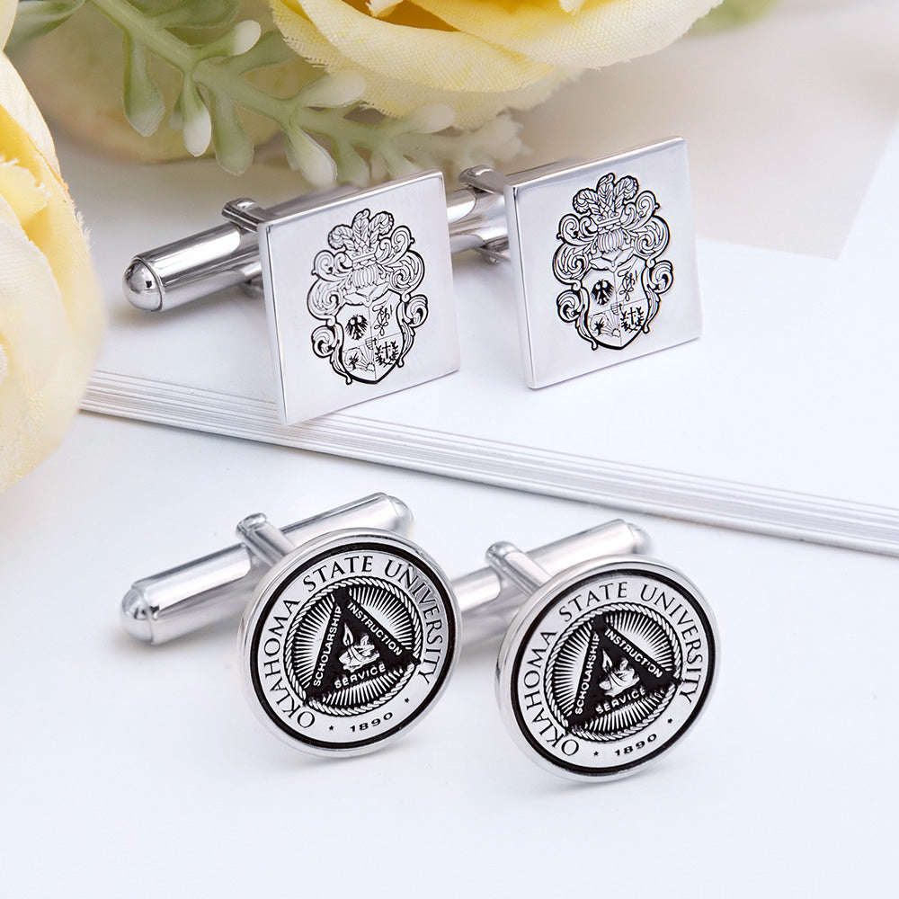 Personalized Family Crest Cufflinks Photo Cufflinks Gift Cards Set